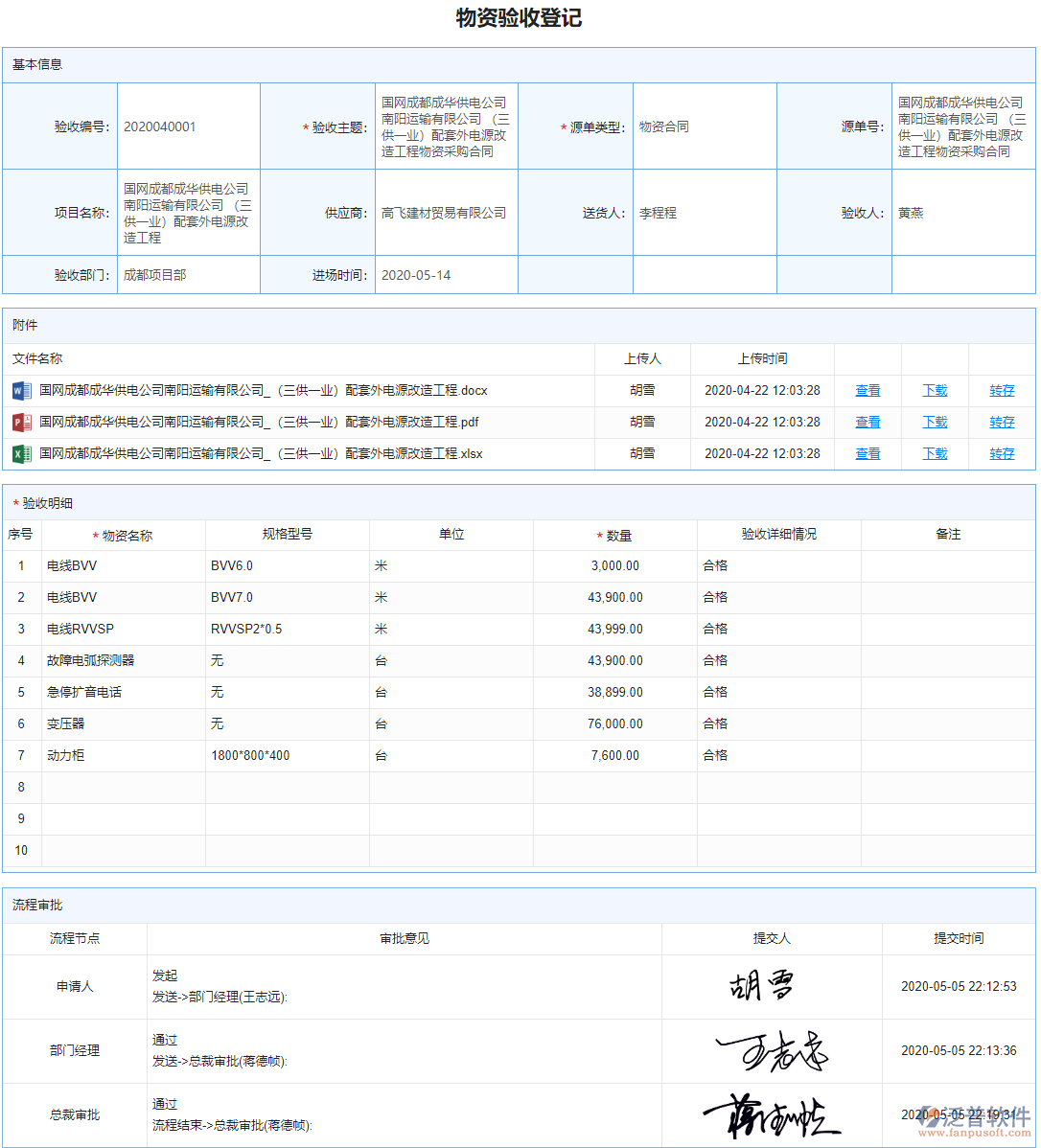 物資驗收登記管理