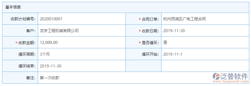 收款計(jì)劃列表