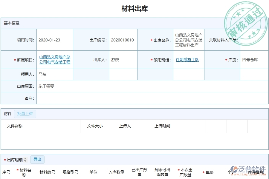 設(shè)備安裝工程項(xiàng)目管理系統(tǒng)在材料出庫中的核心功能