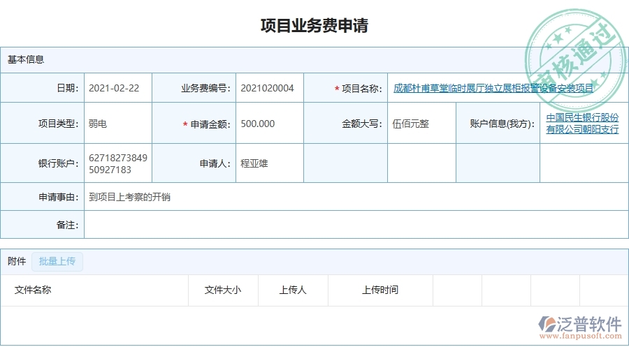 設(shè)備安裝工程項目管理系統(tǒng)在項目業(yè)務(wù)費申請列表中的核心功能