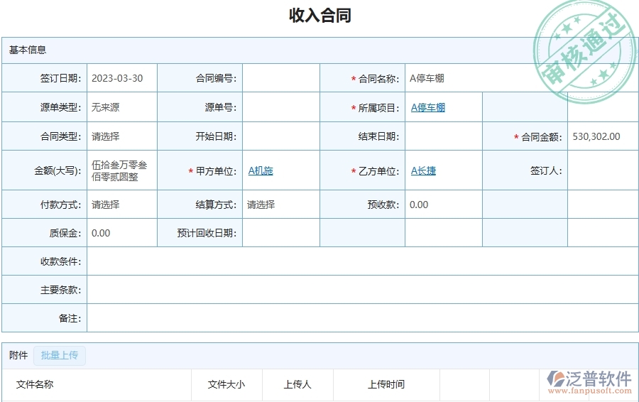 泛普軟件-市政工程管理系統(tǒng)在收入合同報(bào)表中的應(yīng)用場(chǎng)景