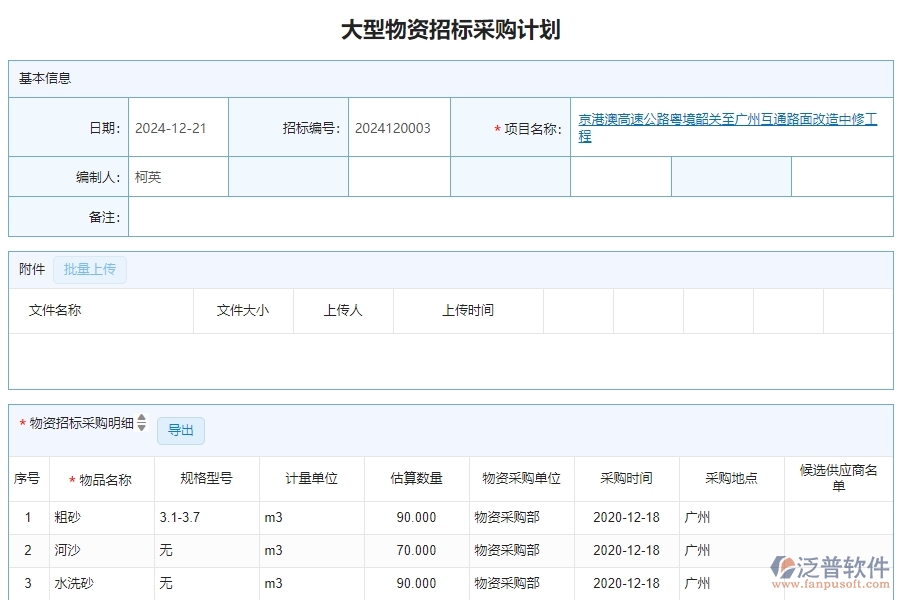 二、泛普軟件-公路工程系統(tǒng)如何解決企業(yè)大型物資招標(biāo)采購計劃管理的痛點