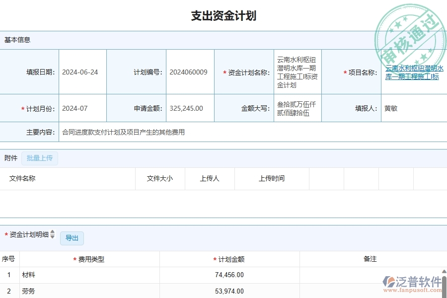 四、泛普軟件-幕墻工程企業(yè)支出資金計(jì)劃列表的重要性