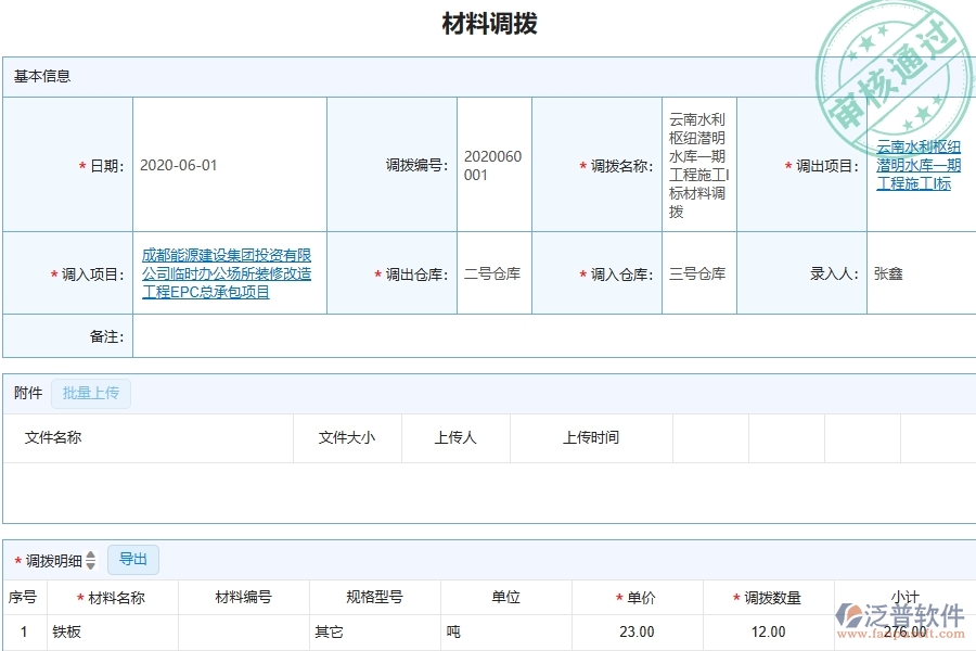 三、泛普軟件-機(jī)電工程管理系統(tǒng)中材料調(diào)撥的幾個(gè)優(yōu)勢(shì)是什么