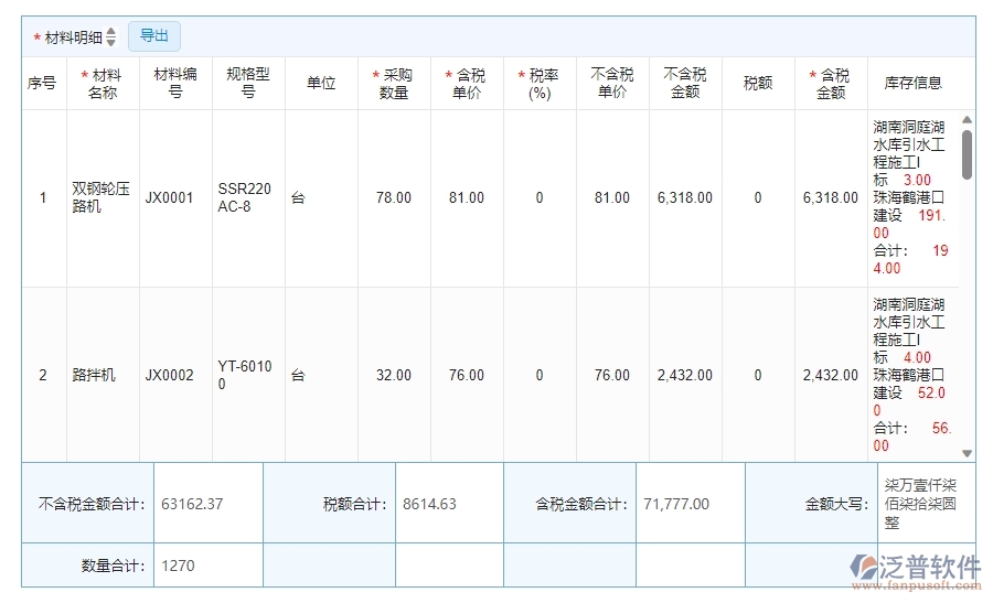 四、幕墻工程企業(yè)使用泛普軟件-材料合同明細(xì)查詢管理系統(tǒng)的好處