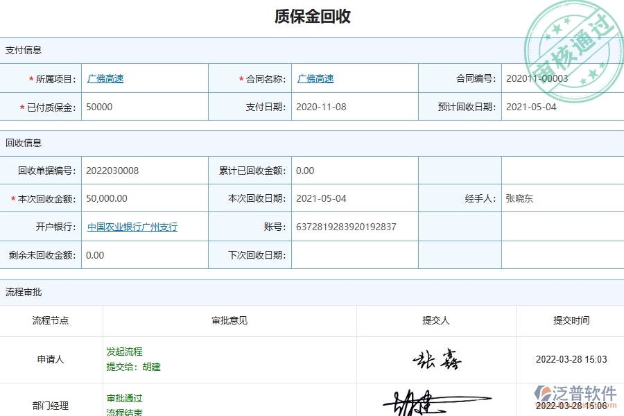 二、弱電工程企業(yè)上了泛普軟件系統(tǒng)后，給質(zhì)保金回收列表管理帶來的好處
