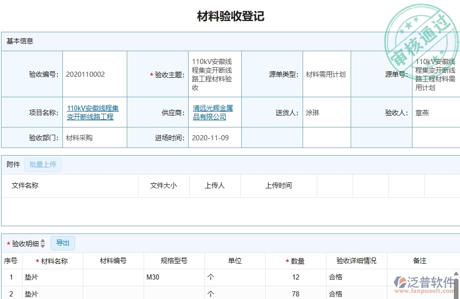 三、泛普軟件-機(jī)電工程企業(yè)在材料驗(yàn)收登記中的框架設(shè)計(jì)思路