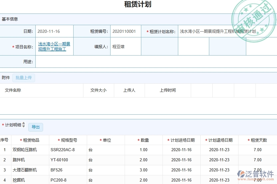 三、泛普軟件-園林工程管理系統(tǒng)中租賃管理的注意事項(xiàng)