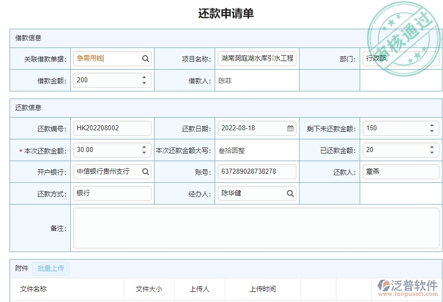 三、泛普軟件-弱電工程企業(yè)管理系統(tǒng)的還款申請(qǐng)列表的管控點(diǎn)及作用