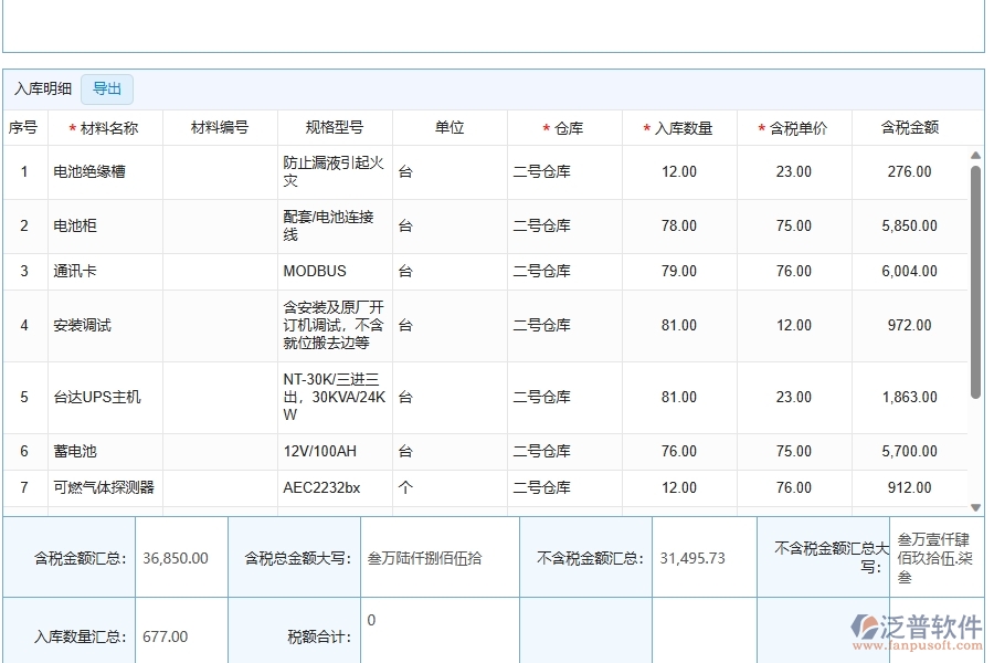 泛普軟件材料入庫明細(xì)查詢在弱電工程企業(yè)中有哪些優(yōu)點和長處