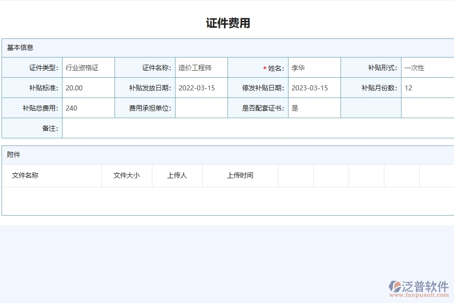 泛普軟件-的機(jī)電工程項(xiàng)目管理系統(tǒng)在證件費(fèi)用列表中的作用