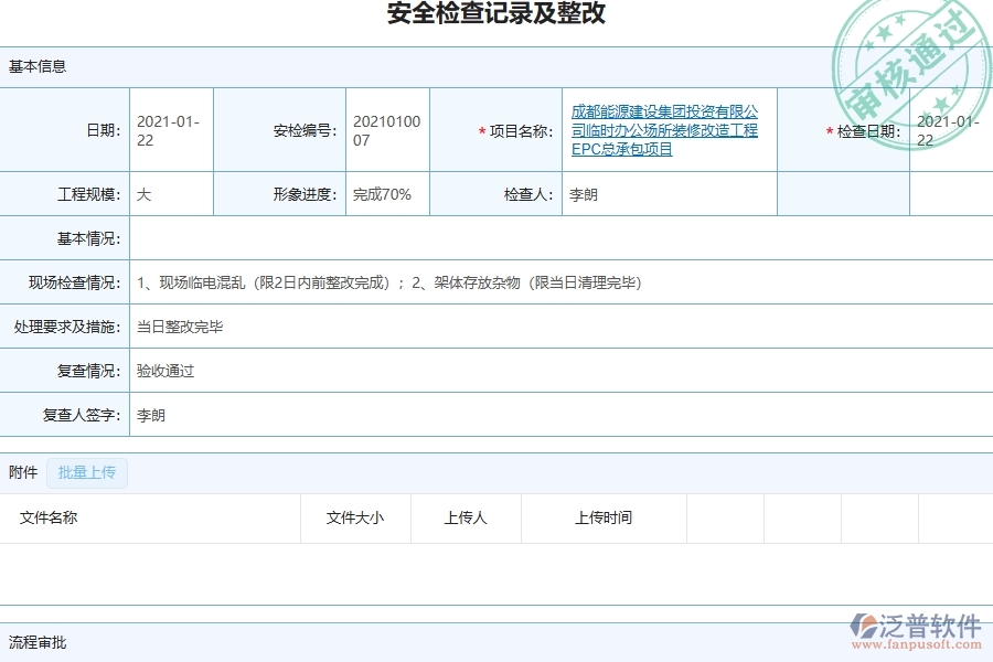 三、泛普軟件-機電工程管理系統(tǒng)中安全檢查記錄及整改的幾個優(yōu)勢是什么