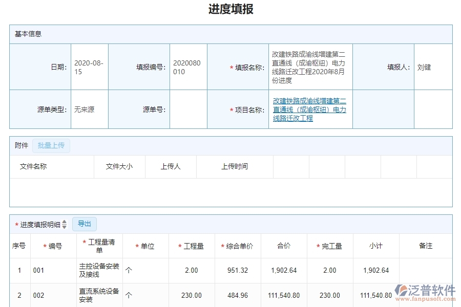 二、泛普軟件-機電工程企業(yè)系統(tǒng)中進度列表管理的管控點