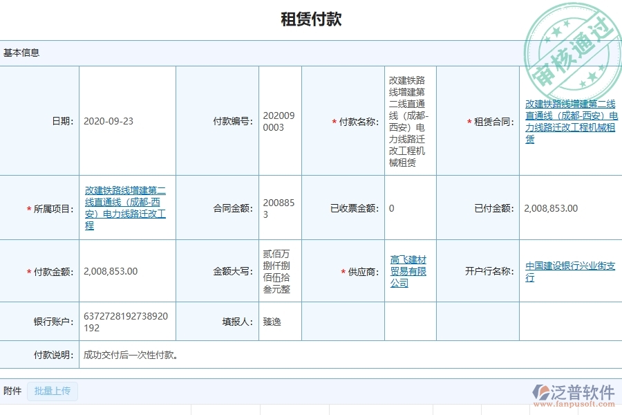 三、泛普軟件-弱電工程企業(yè)管理系統(tǒng)中租賃付款管理的主要內(nèi)容