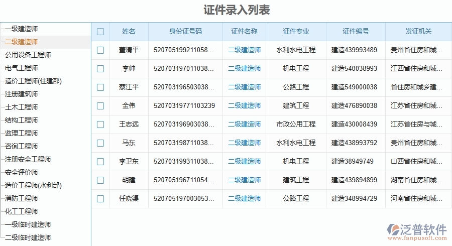 二、泛普軟件-幕墻工程企業(yè)使用了系統(tǒng)之后，給人員證件帶來了哪些好處
