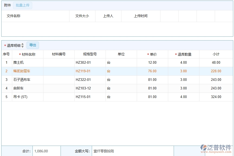 泛普軟件-公路工程管理系統(tǒng)中材料退庫列表的幾個(gè)優(yōu)勢(shì)是什么