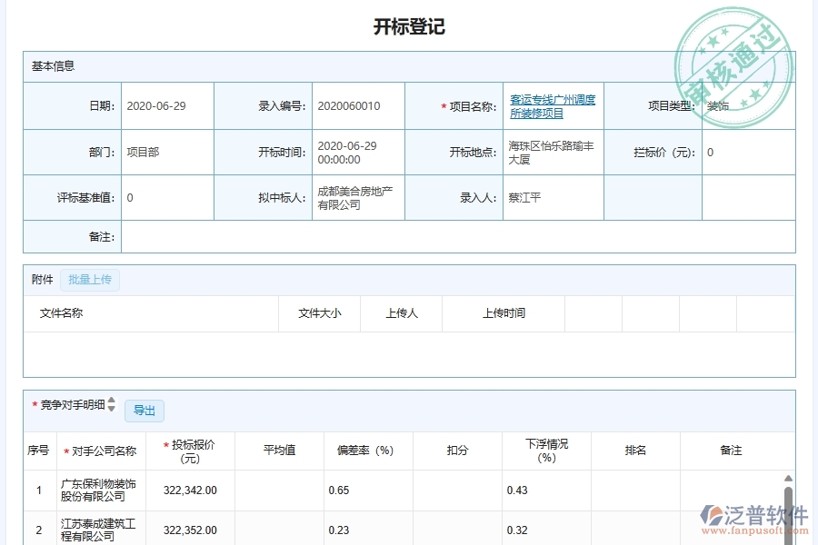 泛普軟件-幕墻工程企業(yè)管理系統(tǒng)有效提升企業(yè)施工項(xiàng)目開(kāi)標(biāo)記錄管理的措施