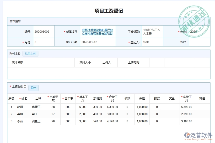 泛普軟件-弱電工程管理系統(tǒng)在項(xiàng)目班組工人工資發(fā)放登記管理中的應(yīng)用場(chǎng)景