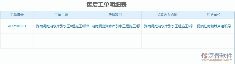 二、泛普軟件-幕墻工程企業(yè)售后工單明細表管理系統(tǒng)的管控點