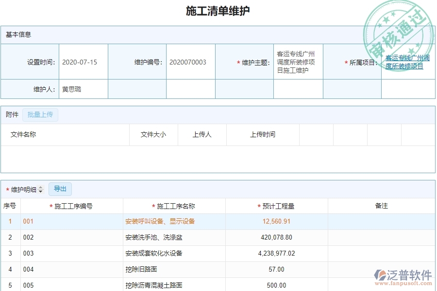 泛普軟件-機(jī)電工程企業(yè)管理系統(tǒng)中施工清單維護(hù)的管控點及作用