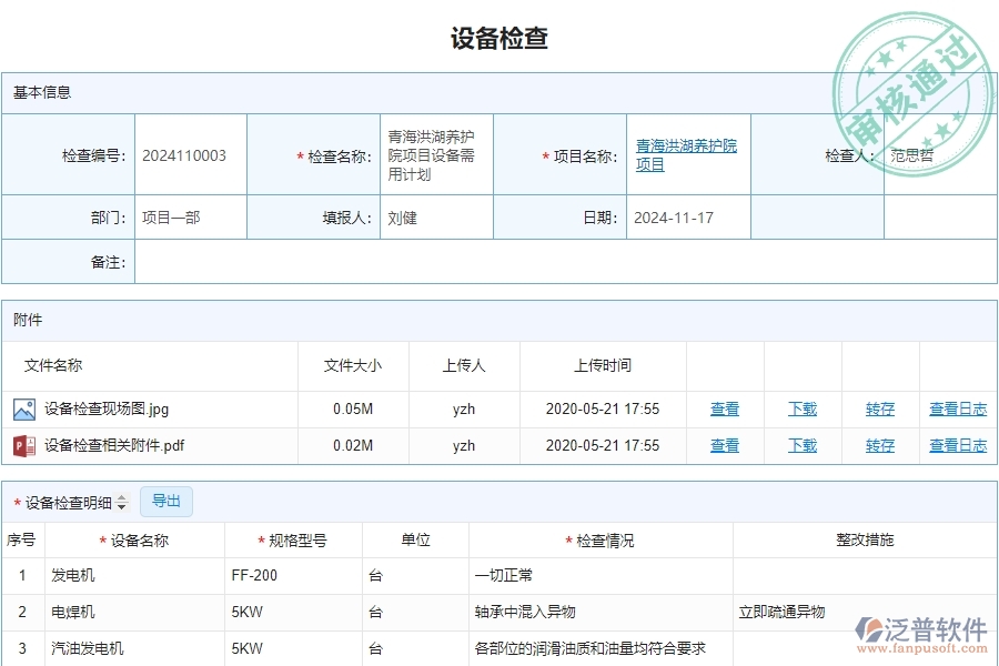 三、泛普軟件-安防工程企業(yè)管理系統(tǒng)有效提升企業(yè)設(shè)備檢查的措施