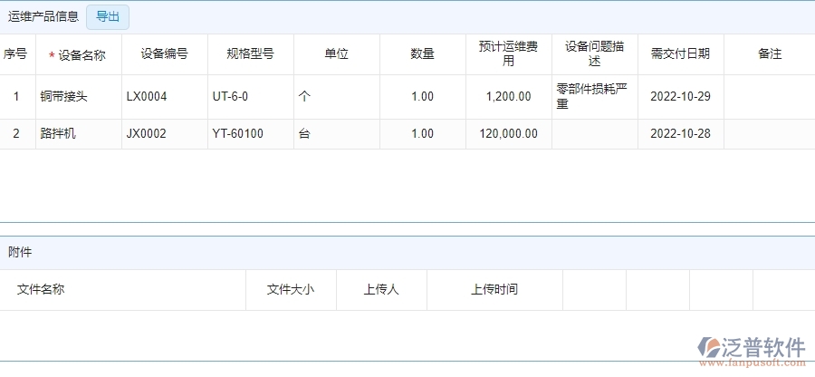 四、 泛普軟件-安防工程系統(tǒng)在售后派工單明細表管理中的應用場景