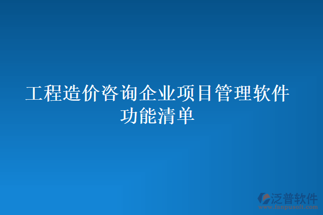 工程造價(jià)咨詢企業(yè)項(xiàng)目管理軟件功能清單
