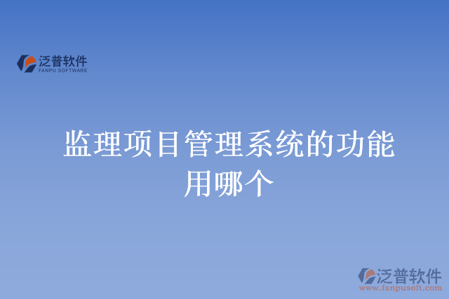監(jiān)理項(xiàng)目管理系統(tǒng)的功能用哪個