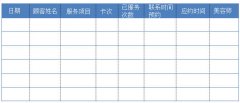 美容院顧客跟蹤表